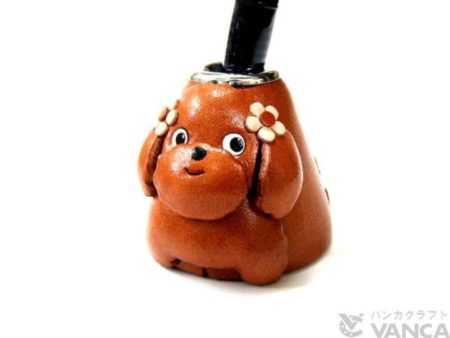 TOY POODLE LEATHER DESK PEN STAND