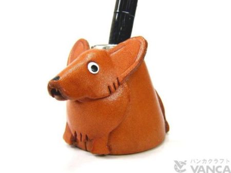 WELSH CORGI LEATHER DESK PEN STAND