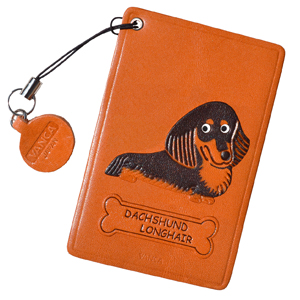 DACHSHUND LONG BLACK&TAN LEATHER COMMUTER PASS/PASSCARD HOLDERS