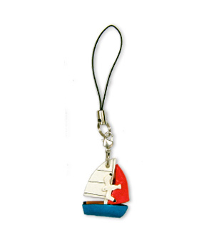 SAIL BOAT LEATHER CELLULAR PHONE CHARM