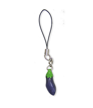 EGGPLANT LEATHER CELLULARPHONE CHARM VEGETABLES