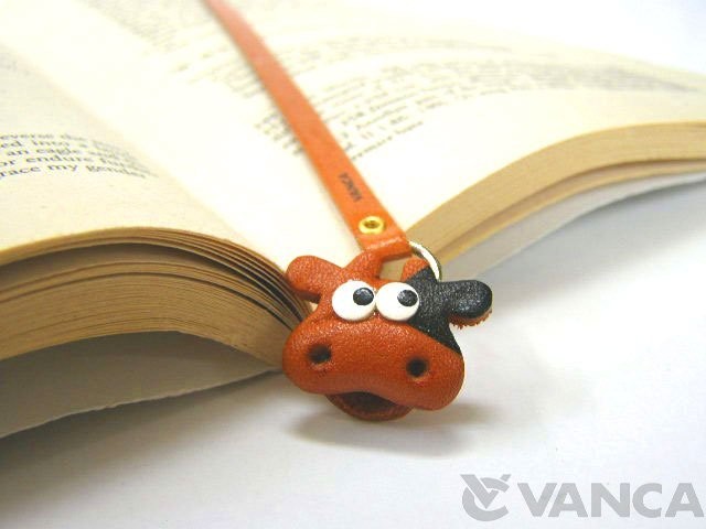 COW HANDMADE LEATHER ANIMAL BOOKMARK/BOOKMARKER