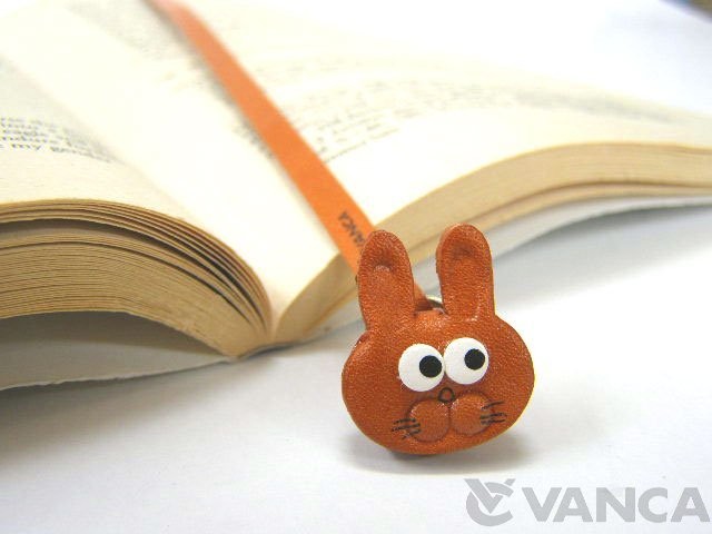 RABBIT HANDMADE LEATHER ANIMAL BOOKMARK/BOOKMARKER