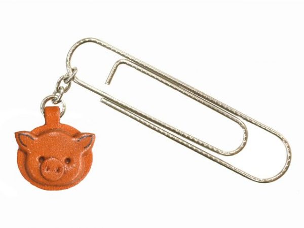 PIG ANIMAL LEATHER CHARM/PAPER CLIP
