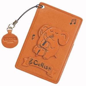 ELEPHANT WITH CELLO LEATHER COMMUTER PASS CASE/CARD HOLDERS