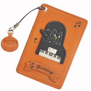 CAT ON THE PIANO LEATHER COMMUTER PASS CASE/CARD HOLDERS