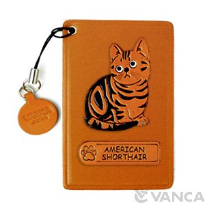 AMERICAN SHORTHAIR LEATHER COMMUTER PASS CASE/CARD HOLDERS