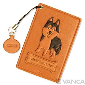 SIBERIAN HUSKY LEATHER COMMUTER PASS/PASSCARD HOLDERS