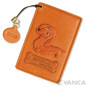 DACHSHUND SMOOTH HAIR LEATHER COMMUTER PASS CASE/CARD HOLDERS