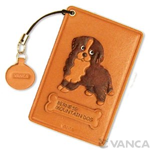 BERNESE MOUNTAIN DOG LEATHER COMMUTER PASS CASE/CARD HOLDERS