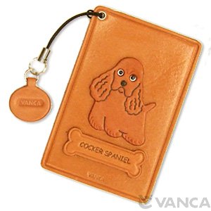 COCKER SPANIEL LEATHER COMMUTER PASS CASE/CARD HOLDERS