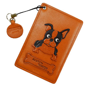 BOSTON TERRIER LEATHER COMMUTER PASS/PASSCARD HOLDERS