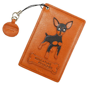 MINIATURE PINSCHER BLACK&TAN LEATHER COMMUTER PASS/PASSCARD HOLDERS
