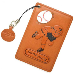 PITCHER STRIKE OUT LEATHER COMMUTER PASS CASE/CARD HOLDERS