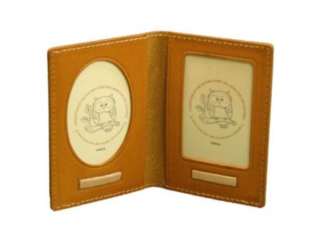 OWL LEATHER DUAL PICTURE FRAME