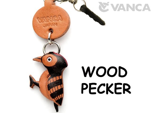 WOODPECKER LEATHER BIRD/ANIMAL EARPHONE JACK ACCESSORY