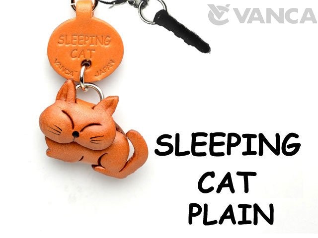 SLEEPING CAT PLAIN LEATHER CAT EARPHONE JACK ACCESSORY