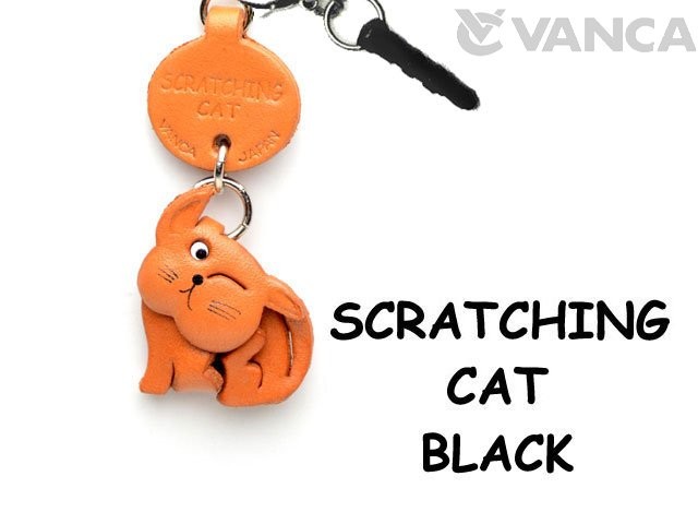 SCRATCHING CAT PLAIN LEATHER CAT EARPHONE JACK ACCESSORY