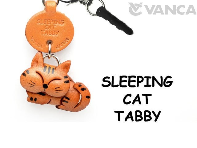 TABBY SLEEPING CAT LEATHER EARPHONE JACK