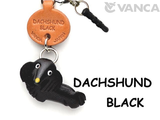 DACHSHUND BLACK LEATHER DOG EARPHONE JACK ACCESSORY