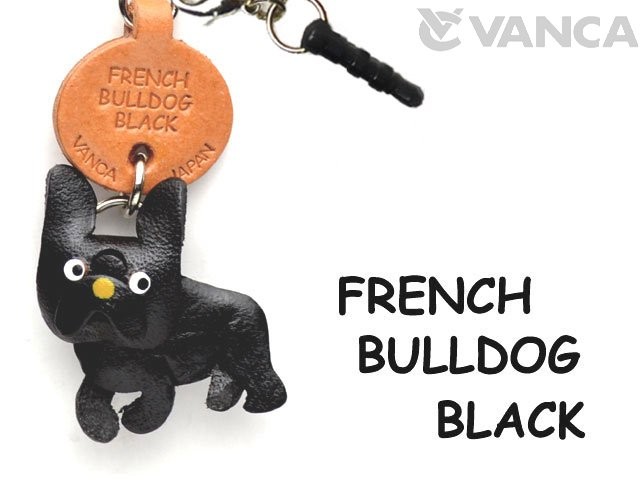 FRENCH BULLDOG BLACK LEATHER DOG EARPHONE JACK ACCESSORY