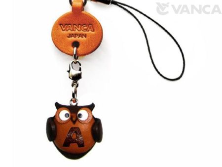 OWL A LEATHER CELLULARPHONE CHARM ALPHABET