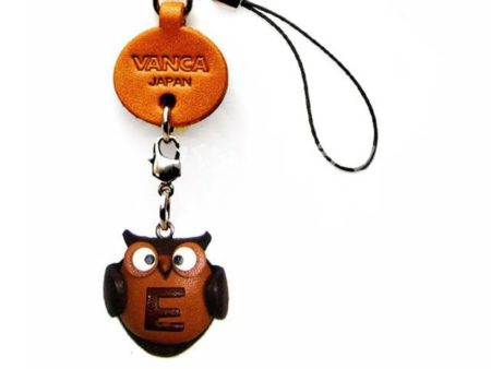 OWL E LEATHER CELLULARPHONE CHARM ALPHABET