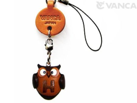 OWL H LEATHER CELLULARPHONE CHARM ALPHABET