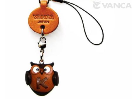 OWL K LEATHER CELLULARPHONE CHARM ALPHABET