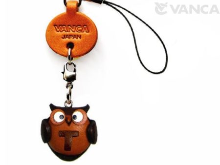 OWL T LEATHER CELLULARPHONE CHARM ALPHABET