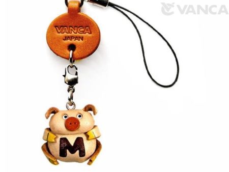 PIG M LEATHER CELLULARPHONE CHARM ALPHABET