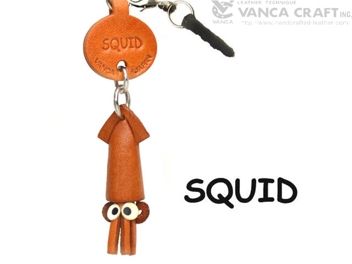 Squid Leather Fish & Sea Animal Dust Plug Charm VANCA CRAFTUnique 3D