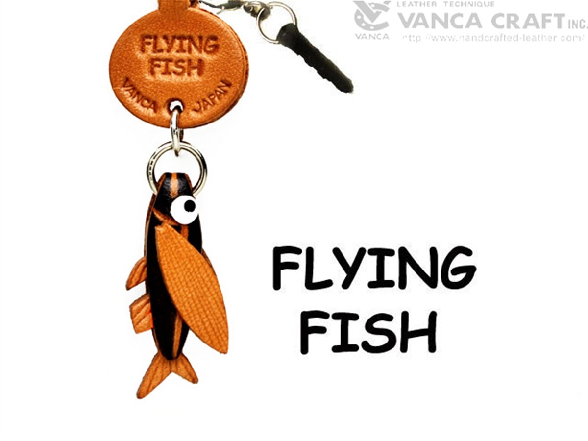 Flying Fish Leather Fish & Sea Animal Dust Plug Charm VANCA CRAFTUnique 3D Leather Crafts